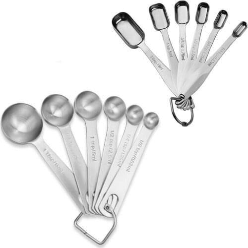 6pcs Stainless Steel Measuring Spoon Coffee Sugar Spoon Cake Baking Flour Measuring Cup Stackable Tablespoon Kitchen Baking Tool