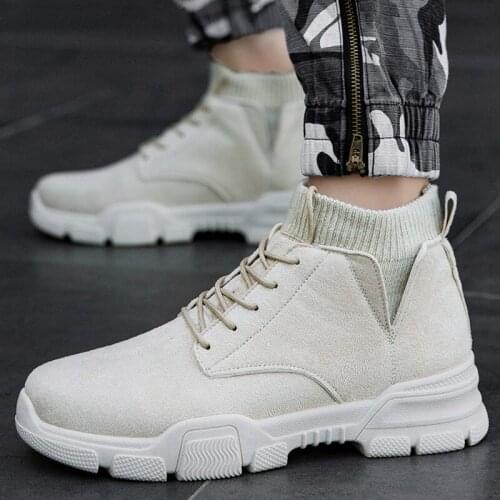 Fashion Mens Boots Winter Autumn Sock Martin Boots White Warm Non-slip Waterproof Ankle Boots Outdoor Working Snow Footwear