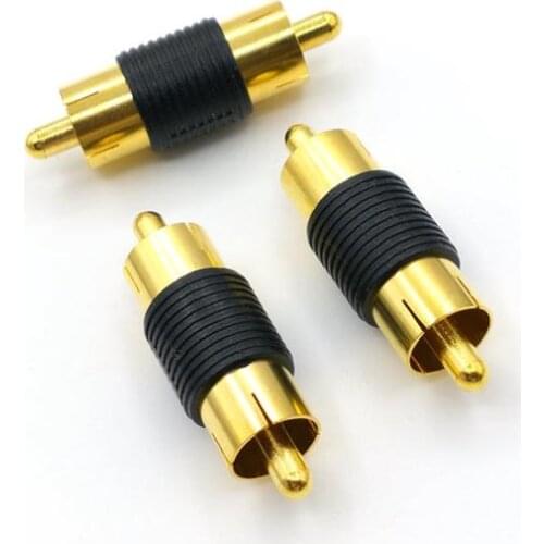 100pcs NEW GOLD RCA Phono Coupler RCA Male to RCA Male Audio Video ADAPTER