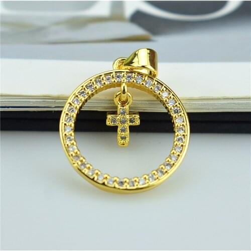 2021 new round hollow pendant crescent diy jewelry cubic zirconia production supplies accessories wholesale