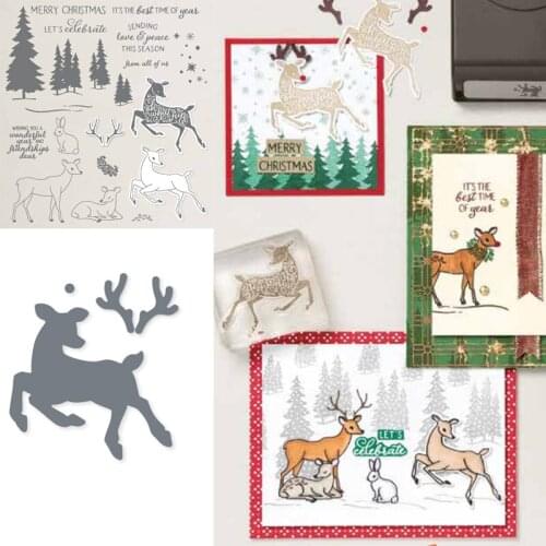 New Christmas PEACEFULL DEER Clear Stamps or Metal Cutting Dies Sets for DIY Craft Making Greeting Card Scrapbooking