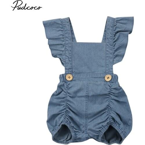 New Style Newborn Infant Baby Girls Clothes Denim Sleeveless Romper Backless Sunsuit Outfit Baby Clothing