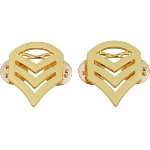 PAIR OF US USMC MARINE CORPS STAFF SERGEANT INSIGNIA RANK METAL BADGE PIN GOLD