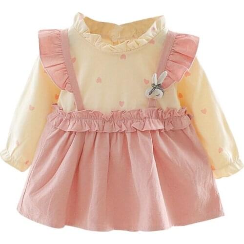 Baby Girl Dress Autumn Casual Baby Girls Heart Print Patchwork Dress Long Sleeve Kids Toddler Pageant Sundress