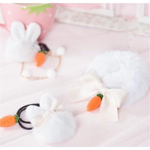 Plush rabbit Bowkot carrot Kawaii Sweet Lolita Hairpin hair circle Cosplay Headwear Hair Side Clip B1013