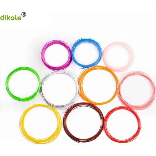 Dikale 3 Meters 6 Color PLA Plastic Wire 1.75mm 3D Printer Materials Threads 3D Pen Filament for 3D Drawing Printer Pen Pencil