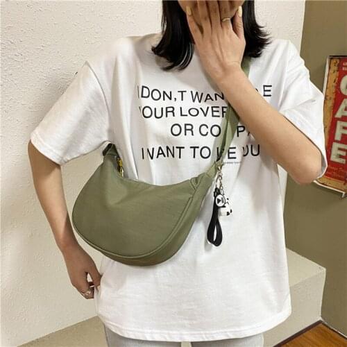 2021 Nylon Cloth Messenger Bag Female New Fashion Korean Version Dumpling Crossbody Bag Light Bag Armpit Bag Single Shoulder Bag