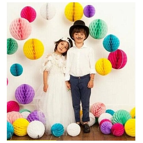 Party Favors Decorative Tissue Paper Honeycomb Balls Flower Pastel Birthday Baby Shower Wedding Holiday Party Decorations 15cm
