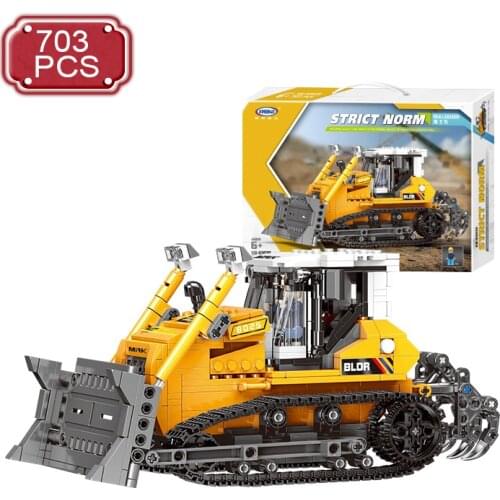 Technical 703pcs Engineering Car Excavator Crane Building Blocks Ideas Cement Mixers Construction Bricks Toys for Boys Gifts