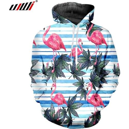 UJWI 3D Printed Animal Leaf crane Hoodies Mens Spandex Clothing New Arrivals Chinese Style Man Pullover dropship