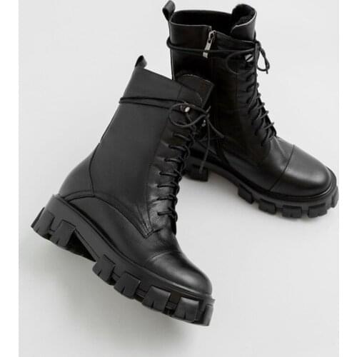 Natural Genuine Leather Women Snow Boots Winter Platform Shoes Ankle Boots For Women Non-slip Keep Warm Wool Womens Sneakers