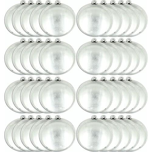 ZHUBI 2PCS Double-sided Silver Round Bottom Glass 30MM Embedded Gem Blank Base Trays Metal For DIY Making Neckalces Pendants