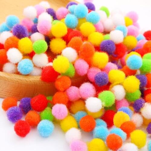 10mm 300Pcs Mix Color Soft Round Shaped Pompom Balls Fluffy Pom Pom Fur Balls For Kids DIY Garment Handcraft Glue on Cloth Decor