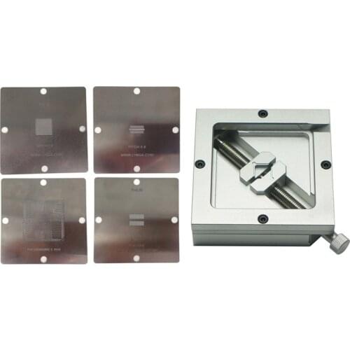 4PCS 90*90mm PS4 BGA Heating Stencils + 90mm BGA Reballing Station Jigs Kit