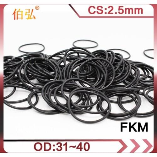 5PCS/lot Fluorine rubber Ring Black FKM O ring Seal OD31/32/33/34/35/36/37/38/39/40*2.5mm Rubber Seal Oil Ring Fuel Gaskets
