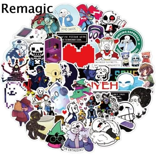 50pcs Undertale Stickers decal scrapbooking diy pasters home decoration phone laptop waterproof cartoon accessories