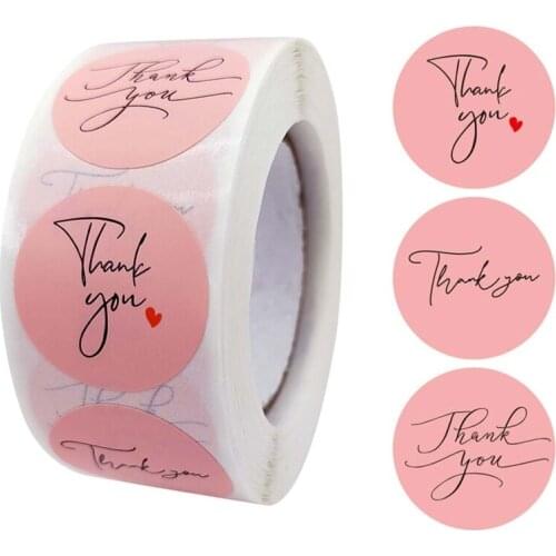 500Pcs/Roll 3 Styles Round Thank You Stickers Wedding Party Handmade Scrapbooking Gift Packaging Seal Labels Stationery