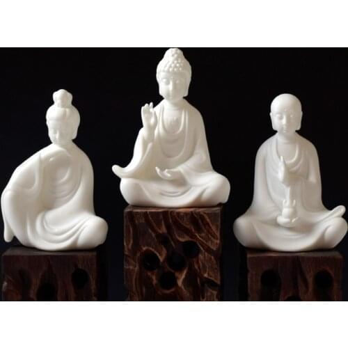 Western Sansheng White Porcelain, Office Living Room, Car, Zen, Sansheng, Tibetan Characters, Craft Ornaments