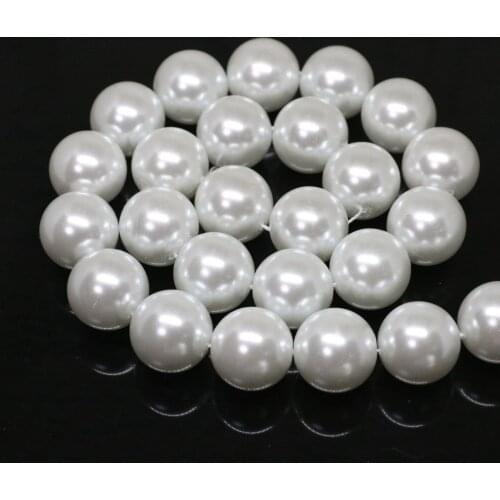 White shell pearl round spacers beads 4,6,8,10,12,14mm for diy imitation pearls necklace bracelet diy jewelry 15inch B1604