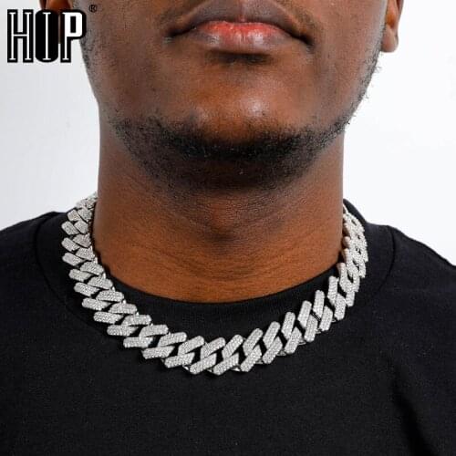 Hip Hop 19MM 3 Row Cuban Prong Chains Bling Iced Out CZ Setting AAA+ Cubic Zirconia Necklace For Men Women Jewelry