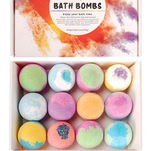Hot 12Pcs/Set Bath Salt Ball Set Dried Flower Ease Tension Natural Essential Oil Bubble Bouncy Explosion Bath Ball Bathtub