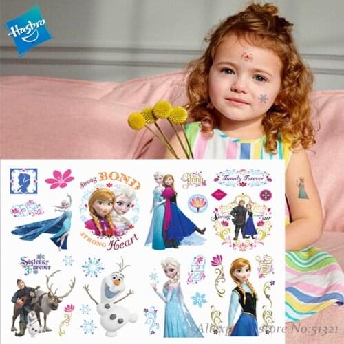 Hasbro Princess Elsa Children Cartoon Temporary Tattoo Sticker For Girl Cartoon Tattoo Toy Novelty Cosplay Funny Gril Gift