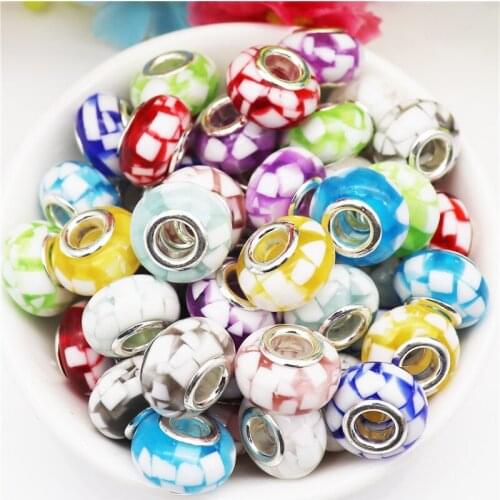 10Pcs Lot Wholesale Big Hole Resin Spacer Beads Fit Pandora Bracelet Charms Women Men DIY Keychains Curtains for Jewelry Making