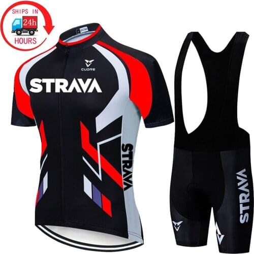 2021 STRAVA Pro Team summer cycling Jersey set Bicycle Clothing Breathable Men Short Sleeve shirt Bike bib shorts 20D Gel pad