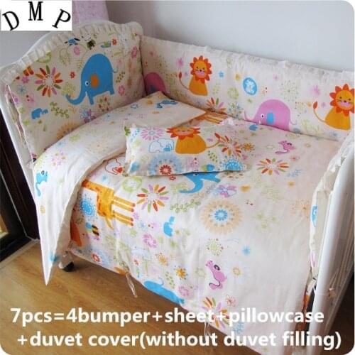 6/7PCS Baby bedding piece set,duvet cover, bed 100% cotton bed around cama infantil bed sheets , 120*60/120*70cm