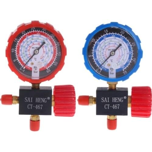 Air Conditioning Manifold Gauge High/Low Pressure R134a R404a R22 R410a Refrigerant Manometer with Valve U4LB
