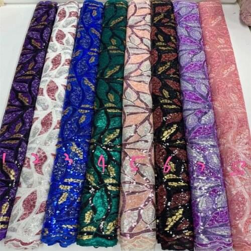 Royal Blue Beautiful Sequence Nigerian Sequins Net Lace 2020 High Quality African Tulle Mesh Aso Ebi for Dress 5 Yards/Lot