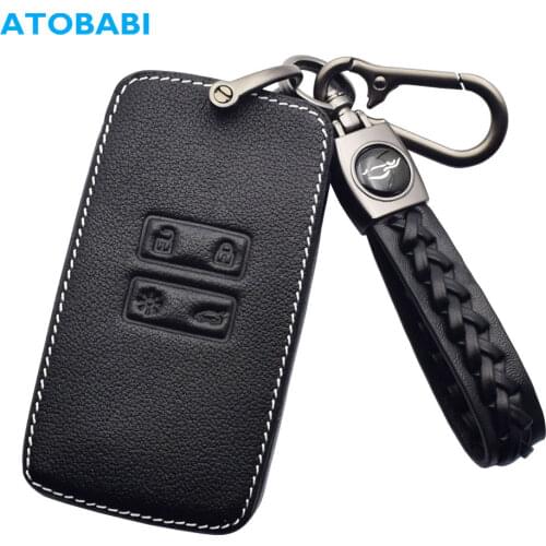 Leather Car Key Case Smart Keyless Entry Remote Control Protector Cover For Dacia Sandero Stepway 2021 Renault Scenic MK4 Kadjar