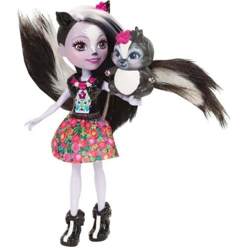Enchantimals Main Character Doll Sage Skunk and Caper Cute Animal Friend for Girls Fashion Toddler Set Toys Collectible Models