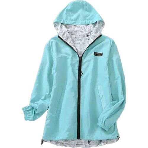 Double Sided Wear Womens Coat Jacket Short Loose Hooded Zipper Spring Autumn Casual Windbreaker Coats Female Outerwear Tops 623