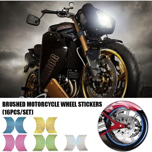 16PCS 10" 18" 6 Colors Motorcycle Wire Drawing Styling Wheel Rim Reflective Stickers Moto Dirt Bike Tire Rim Tape Tyre Decal
