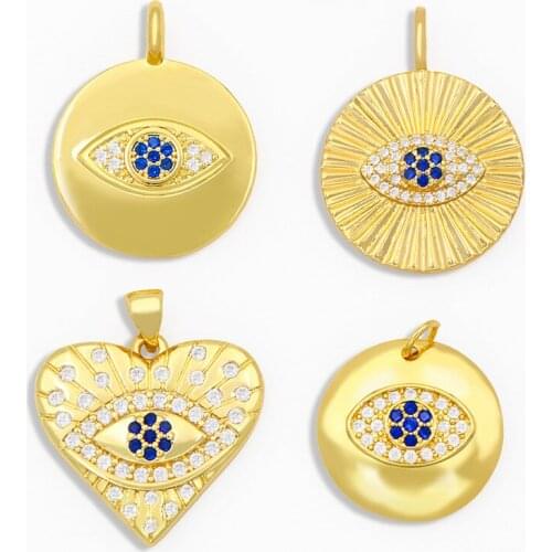 OCESRIO Fashion CZ Blue Evil Eye Pendant Necklace Charms for Jewelry Making Bulk Earring Charms Spiritual Jewelry pdta179