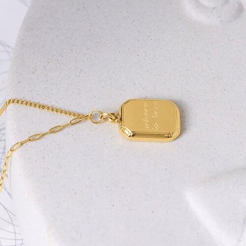 Square Letter Pendant Necklace for Women Titanium Steel Girl Clavicle Choker Chain Jewelry Trendy Collier Wholesale Envio Gratis