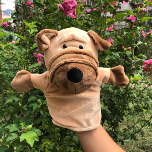 24cm Chapu bulldog shar pei Plush Toys For Baby Boys And Girls Baby Glove Puppets Finger Toy Hand Glove Cute Animal Dog Kid Toy