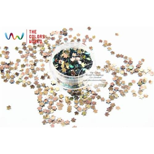 SFY04-8 Amazing Glitter Sequins Maple leaf shaped 4mm Size sequins for nail Art or DIY decoration