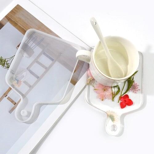 DIY Handmade Handle Tray Mold Crystal Epoxy Resin Mold Compote Coaster Japanese Dinner Plate Silicone Resin Compote Mold