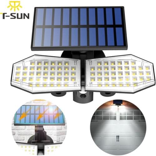 T-SUN 78LEDS Solar Light PIR Motion Sensor Wall Light IP65 Waterproof Super Bright Solar Powered Sunlight for Garden Decoration