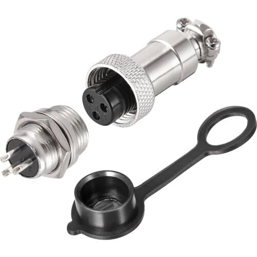 Uxcell 12mm 3 Terminals 5A 300V GX12 Aviation Connector with Plug Cover 2 Set