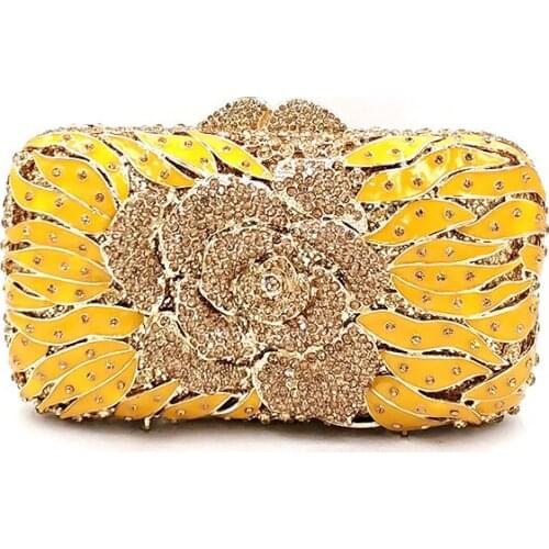 African women evening party handbag diamonds luxury accessories clutches bridal wedding party elegant rose flower crystal purses