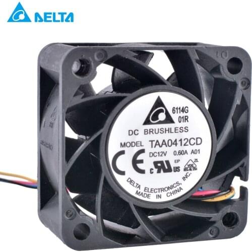 TAA0412CD 4cm 40mm fan 4020 12V 0.60A 4-wire 4pin double ball bearing large air volume booster cooling fan