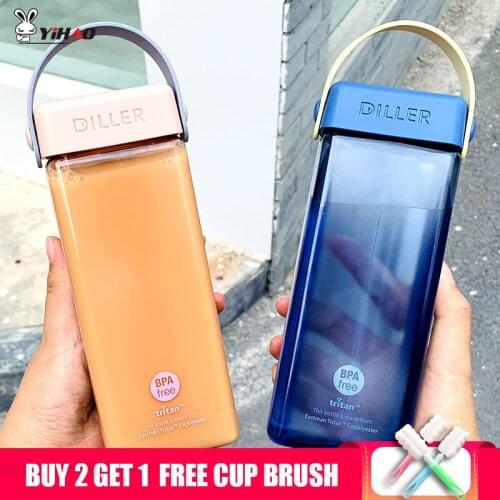 YIHAO 500mL Plastic Leak-proof Healthy Thermos Lovely Fashion Portable Male&Female Students Couple Water Bottle