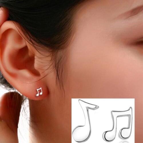 Musical Note Stud Earrings For Women Silver Color Earing Earings Jewelry Earring Brincos Brinco Oorbellen Womens Stud Earrings