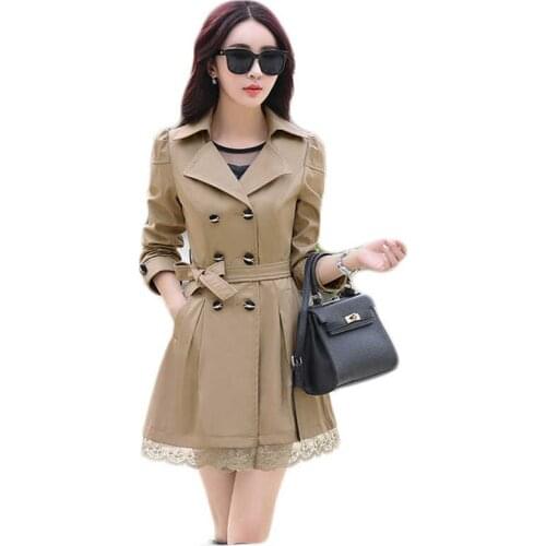 2018New Spring Autumn Double Breasted Long Trench Outwear Fashion Women Trench Coat Ladies Casual Slim Windbreaker Coats D283