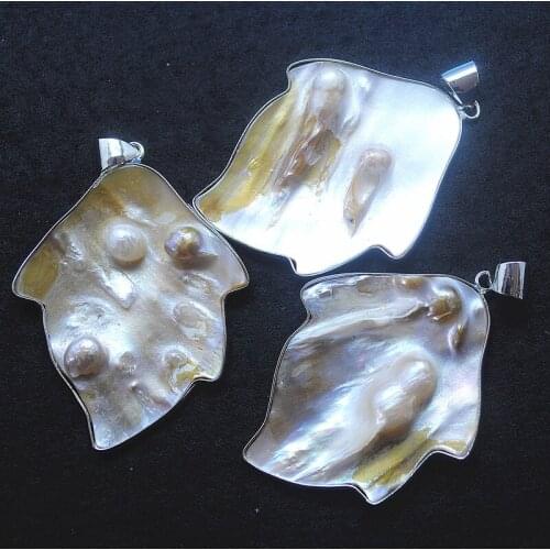 Natural shell pendants irregular shape size 56x45mm mother of pearl for women necklace making accessories with silver colors