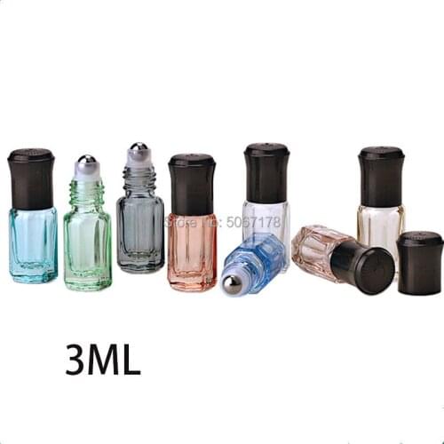 10pcs Colorful Roller Ball Glass Bottle Empty Fragrance Perfume Essential Oil Bottle 3ml Roll-On Bottle Travel Use Necessaries