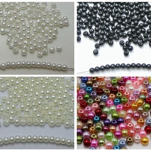 1000 Pcs 4mm Plastic Faux Pearl Round Beads Pure White Imitation Pearl